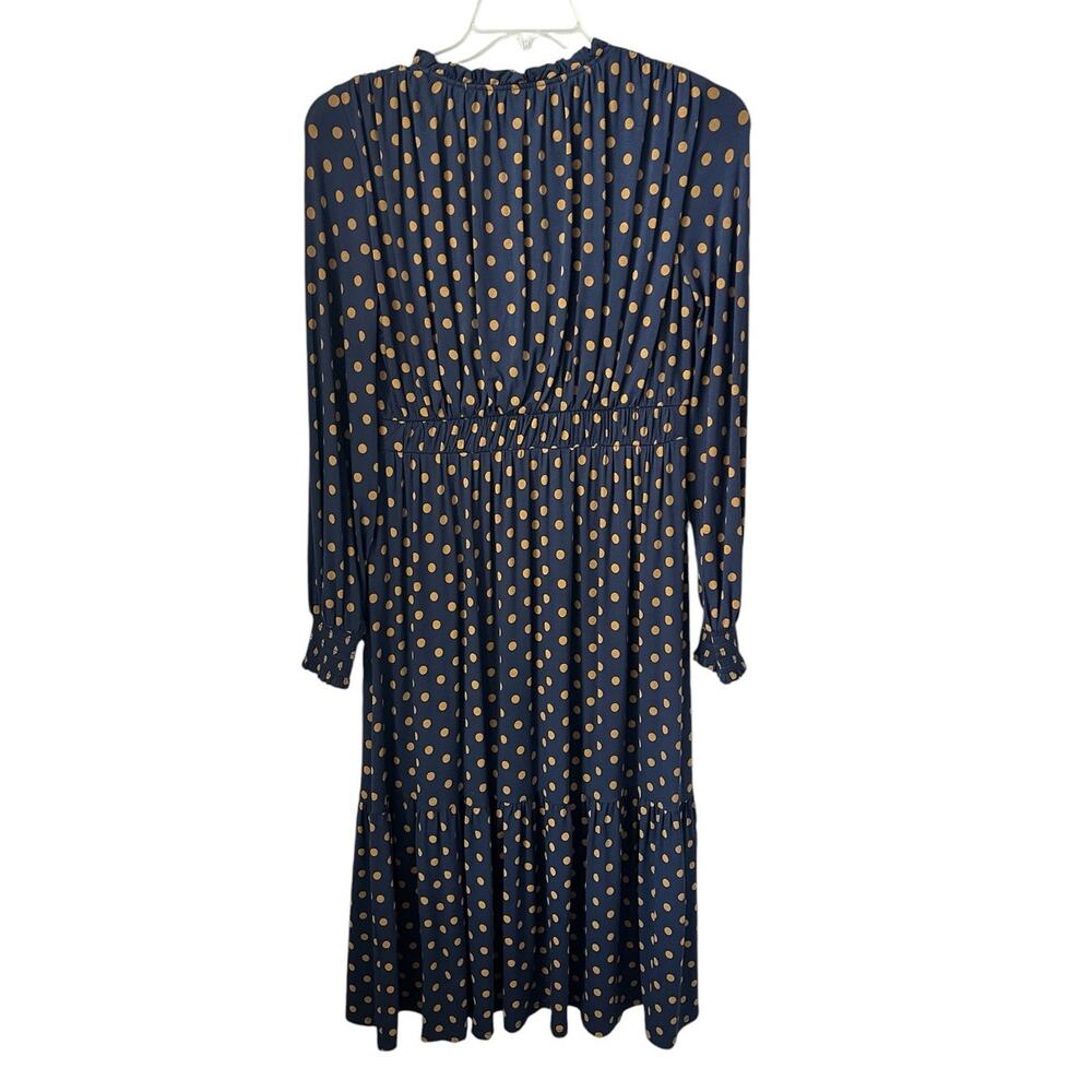 Boden Rosanna Long Sleeve Tea Dress Polka Dot Ruched Pockets Stretchy Modest 12R - Picture 6 of 14